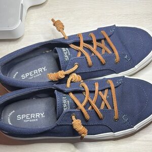 Sperry Navy Blue Sneakers with Tan Laces